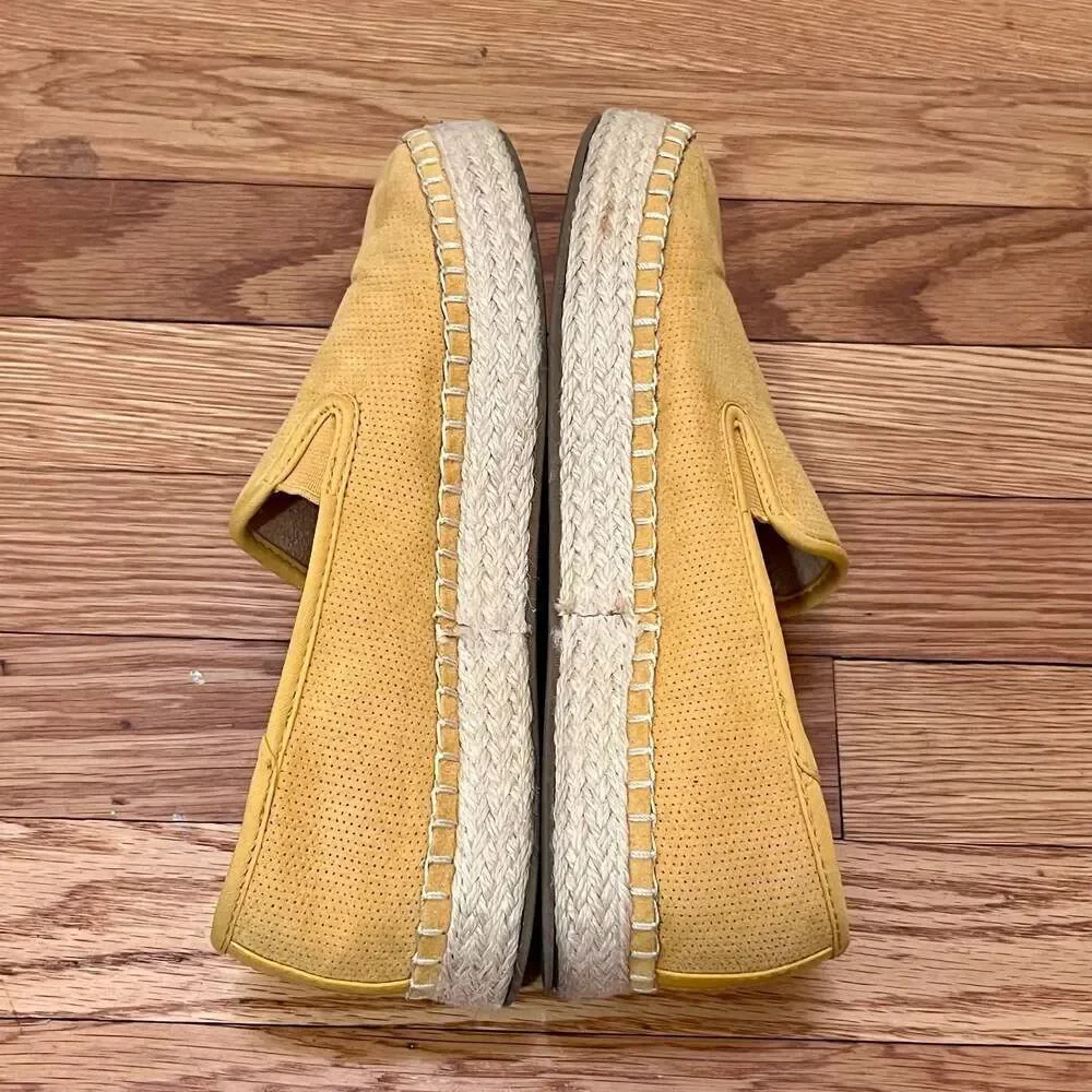 Dr. Scholl's Far Out Yellow Perforated Espadrille Slip-On Shoes Size 6.5M